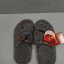 EverFoams Womens Fuzzy Open-toe Slippers Soft Comfy Memory Foam Indoor House Shoes, 9-10