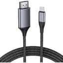 HDMI Cable for iPhone, Upgraded 1080P HDTV HDMI Cable Adapter Connector, Digital AV Video Sync Screen Compatible Converter for iPhone/i-Pad Devices, No Need Power Supply (6.6 ft, Grey)