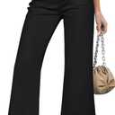LookbookStore Wide Leg Cropped Jeans for Women High Waisted Stretchy Denim Jean Pants Baggy Flare Trouser Jeans Pockets, Small, True Black