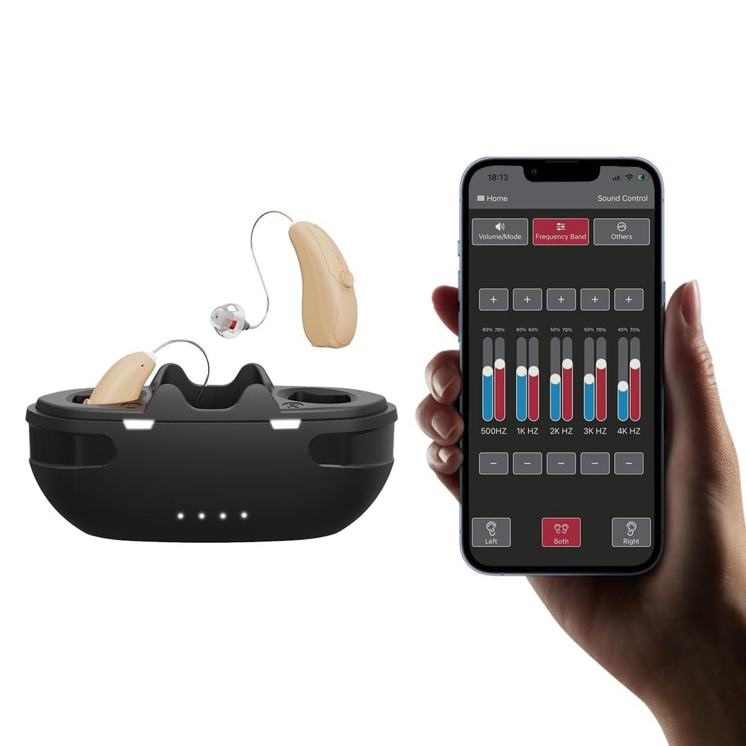 Advanced Bluetooth Hearing Aids for Seniors - Rechargeable and Noise Cancelling, Smart App Control, Ideal for Mild to Moderate Hearing Loss, OTC Digital Devices with 3 Scene Modes