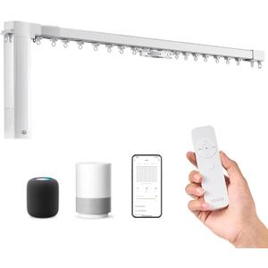 VEVOR Smart Electric Curtain Track, 71-118 inch Adjustable Length, Motorized Rod with Remote, Ceiling and Wall Mount, Automated Curtain Track System Compatible with Alexa, Google Home, App Control