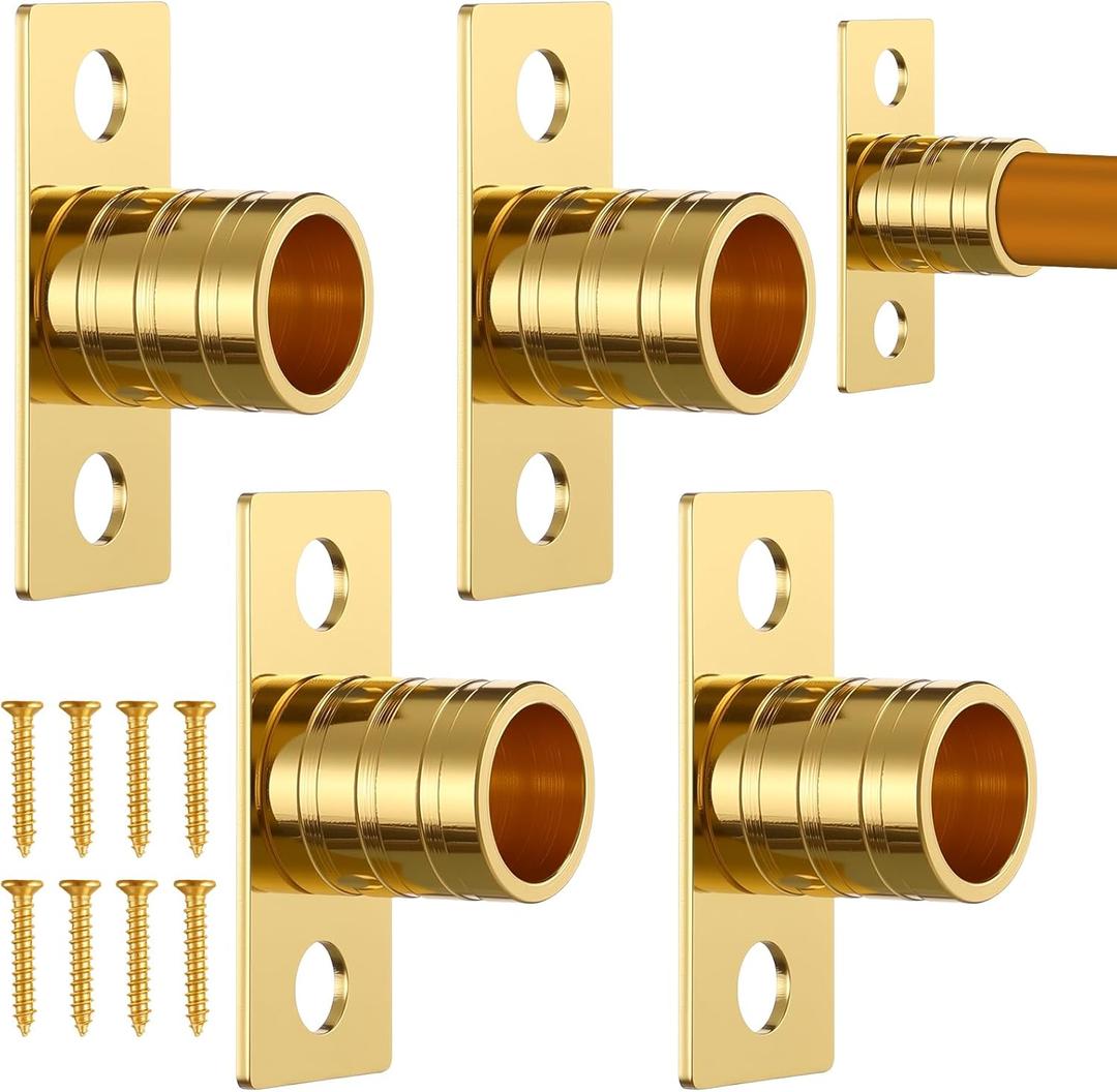 Pelopy 4 Pcs Inside Mount Curtain Rod Bracket 3/8" Bracket Set for 3/8" Rodding (Brass)