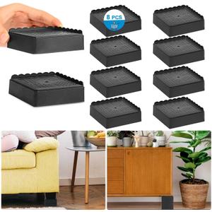 EGTTGIN Bed Risers 2 inch Heavy Duty, Adjustable Furniture Riser for Table Desk Couch Sofa Chair Recliner Leg Frame Dorm, Stackable Bed Raisers Blocks (Black 4 Pack, 1+1 inch)