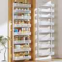 Pantry Door Organizers and Storage, 8-Tier Large Metal Heavy-Duty Frame Over the Door Spice Rack, 2 in 1 Wall-Mounted or Hanging shelf for Kitchen, Bathroom, Laundry Room, Bedroom, Closet &Nursery (White)