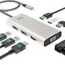 Minthouz USB-C Docking Station 7-in-1 Quad Display Laptop Multiport Adapter, 4K HDMI, Dual 8K DP, VGA, 3USB2.0 Ports & USB Dongle for MacBook Pro/Air, iPad Pro, iMac, iPhone 16 Pro/Pro Max, ThinkPad