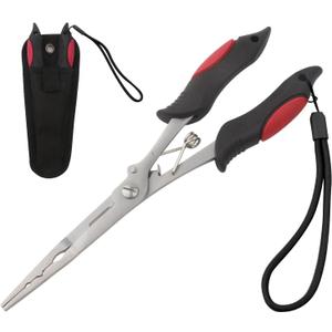 Hikary Long Nose Fishing Pliers,Ice Fishing Gear,Stainless Steel Hook Remover Braid Cutter Rustproof Fishing Multi-Tools Fishing Gripper for Freshwater Saltwater