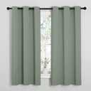 NICETOWN Greyish Green Nursery Essential Thermal Insulated Solid Grommet Top Blackout Short Curtains/Drapes for Son's Room (1 Pair, 42 x 63 inches)