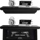 Concealment Gun Shelf with Hidden Trap Door with RFID Lock, Black Floating Shelf for Living Room, 21 1/4 inches W x 10 1/4 inches D x 3 1/2 inches H