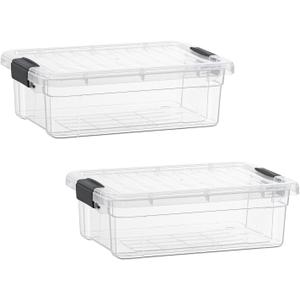 Superio Clear Storage Bins with Lids, Stackable Storage Box with Latches and Handles, Extra Small, 2 Pack 2 Quart