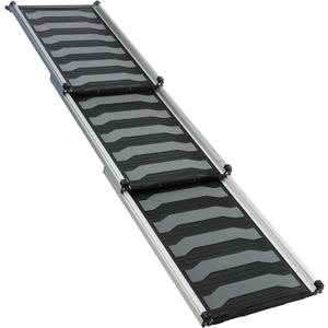 TRIXIE Telescoping Dog Ramp Made of Lightweight Aluminium - Pet Ramp for Large Cars and SUVs - Easily Adjustable - in Silver/Black
