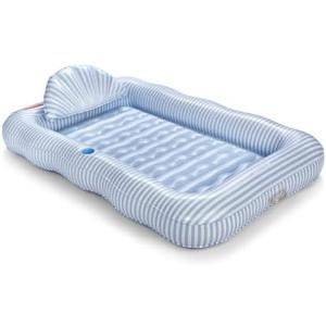 FUNBOY Tanning Pool Lounger Float, XL 72'' x 48'' Pool Float with Custom Pillow and Large Cup Holder, Perfect for Pool or Backyard., Blue