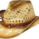 Cowboy Hat w/Beaded Trim Band, Western Cowgirl, Natural, One Size