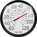 Taylor Big and Bold Wall Thermometer, Indoor Outdoor Thermometer, Wireless Thermometer with Easy to Read Numbers for Patio, Pool, and Indoor Areas, 13.25-inch, Black
