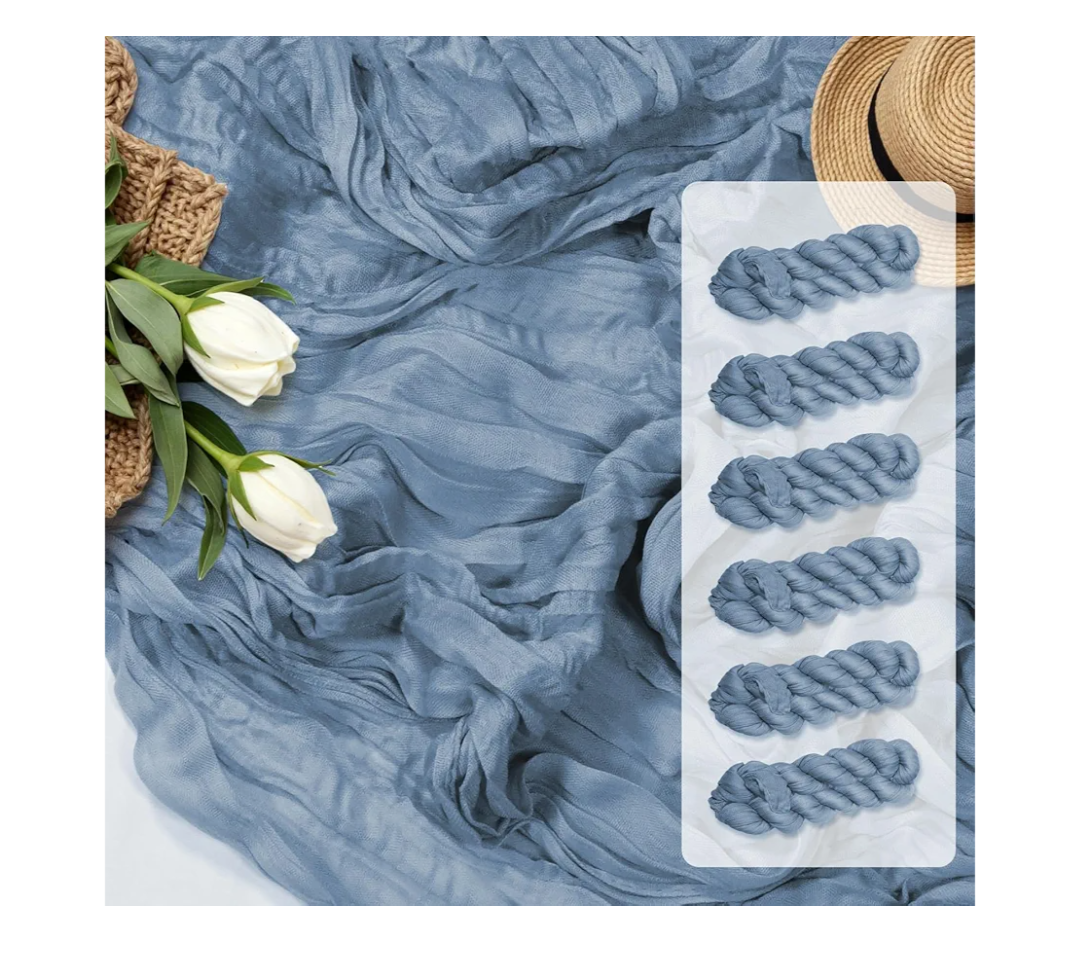 10 Pack Blue Cheesecloth Table Runner Romantic Boho Rustic Gauze Dusty Blue Summer Cheese Cloth Table Runners 35x120 inchs Decor for Wedding Bridal Baby Shower Party Birthday Home Decorations