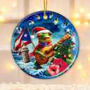 5 x Puerto Rico Christmas Ornament 2025, Double Sided Ceramic Ornaments for Christmas Tree Decorations, for Women and Men, Holiday Coqui Frog Puerto Rico Ornaments