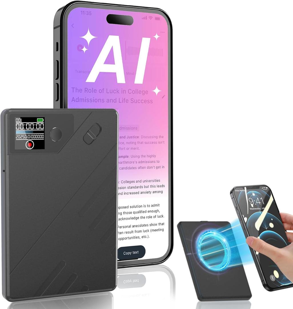 Ai Voice Recorder, Note Voice to Text Recorder W/Magnetic Case, App Control, Transcribe & Summarize with by Chatgpt, Support 112 Languages, 64GB Memory, Audio Recorder for Lectures, Meetings, Calls (black)