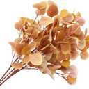 WouND 4 Pcs Artificial Fall Eucalyptus Leaves 33'' Faux Eucalyptus Stems Leaves Long Stem Silk Eucalyptus Leaves,for Autumn Home Wedding Festival Party Decor,Orange