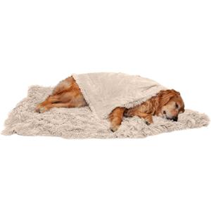 Furhaven Waterproof Throw Blanket for Dogs & Indoor Cats, Washable - Shaggy Plush Calming Long Faux Fur & Velvet Dog Blanket - Taupe, Extra Large/XL (Color May Vary)