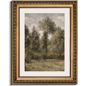 InSimSea Retro Gold Framed Wall Art, Home Room Poplars Vintage Wall Decor, Canvas Print Artwork, Farmhouse Country Decor, Antique Picture Frame Landscape Paintings, 11x14 Inch