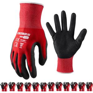 KEZERS Work Gloves,12 Pairs MicroFoam Nitrile Coated Work Gloves for Men,Seamless Knit Nylon Gloves,Home Improvement (XX-Large)