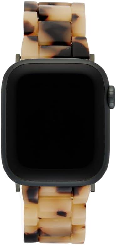 MACHETE Compatible with Apple Watch Band 38mm 40mm 41mm 42mm 44mm 45mm 49mm, Blonde Tortoise Fashion Acetate Resin iWatch Band for SE Series 9/8/7/6/5/4/3/2/1 Ultra 2 1 Women Men (Black Hardware)