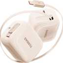 TORRAS FlexLine 40W for iPhone 16 Charger, Dual-Port USB C Charger Block with Retractable Cable, Fast Charging Type-C Power Adapter for iPhone 15/Samsung Galaxy S25/S24 Ultra with Foldable Plug, Gold