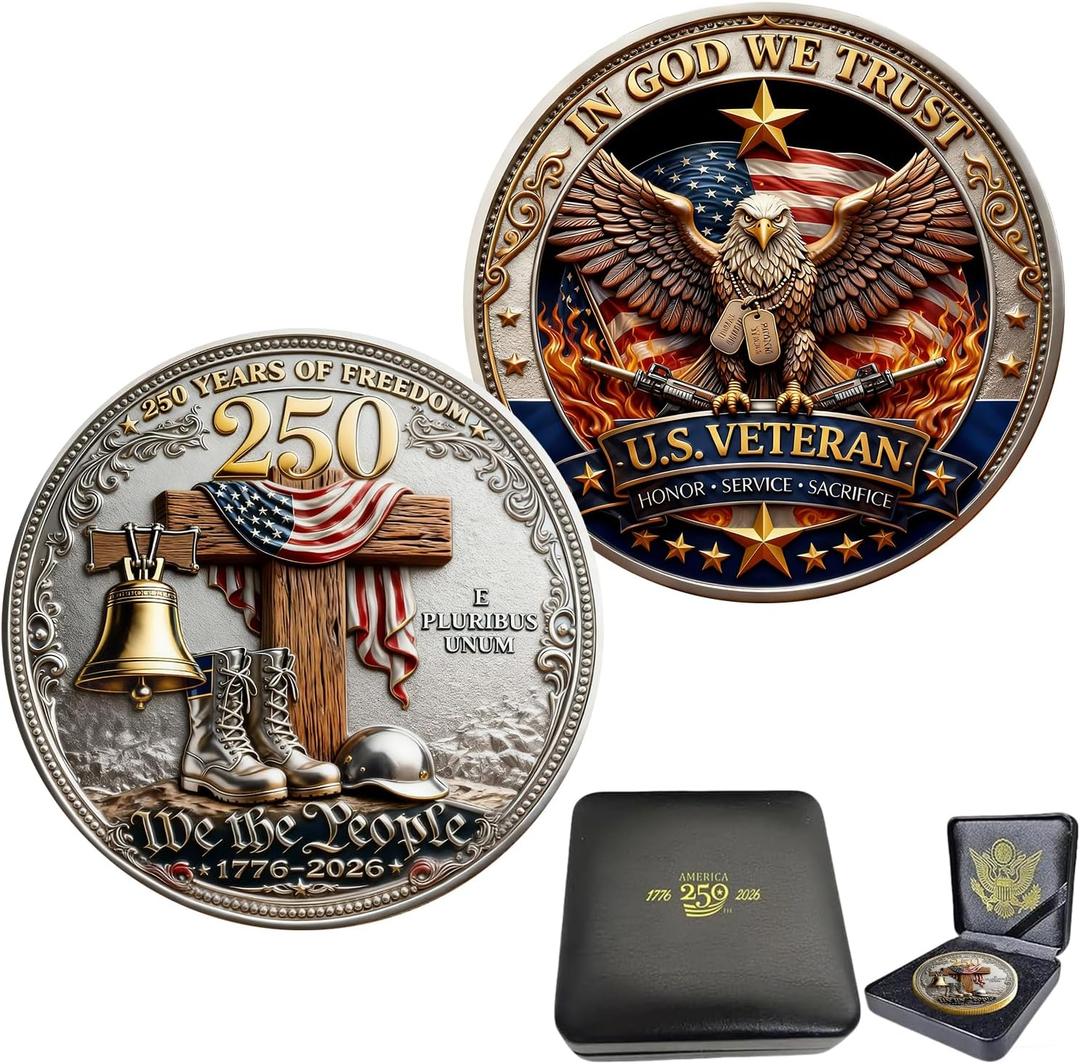 USA 250th Anniversary Challenge Coins Commemorative Coin, American Eagle Patriotic Design, America Merchandise 250 Collectible 250 Anniversary Coin (WW)