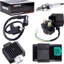 Ignition Coil 5-PIN CDI Box Solenoid 4-PIN Relay Voltage Regulator Spark Plug Kit for 50cc 70cc 90cc 110cc 125cc ATV Chinese Go Kart Dirt Bike Pit Bike TaoTao Moped Scooter