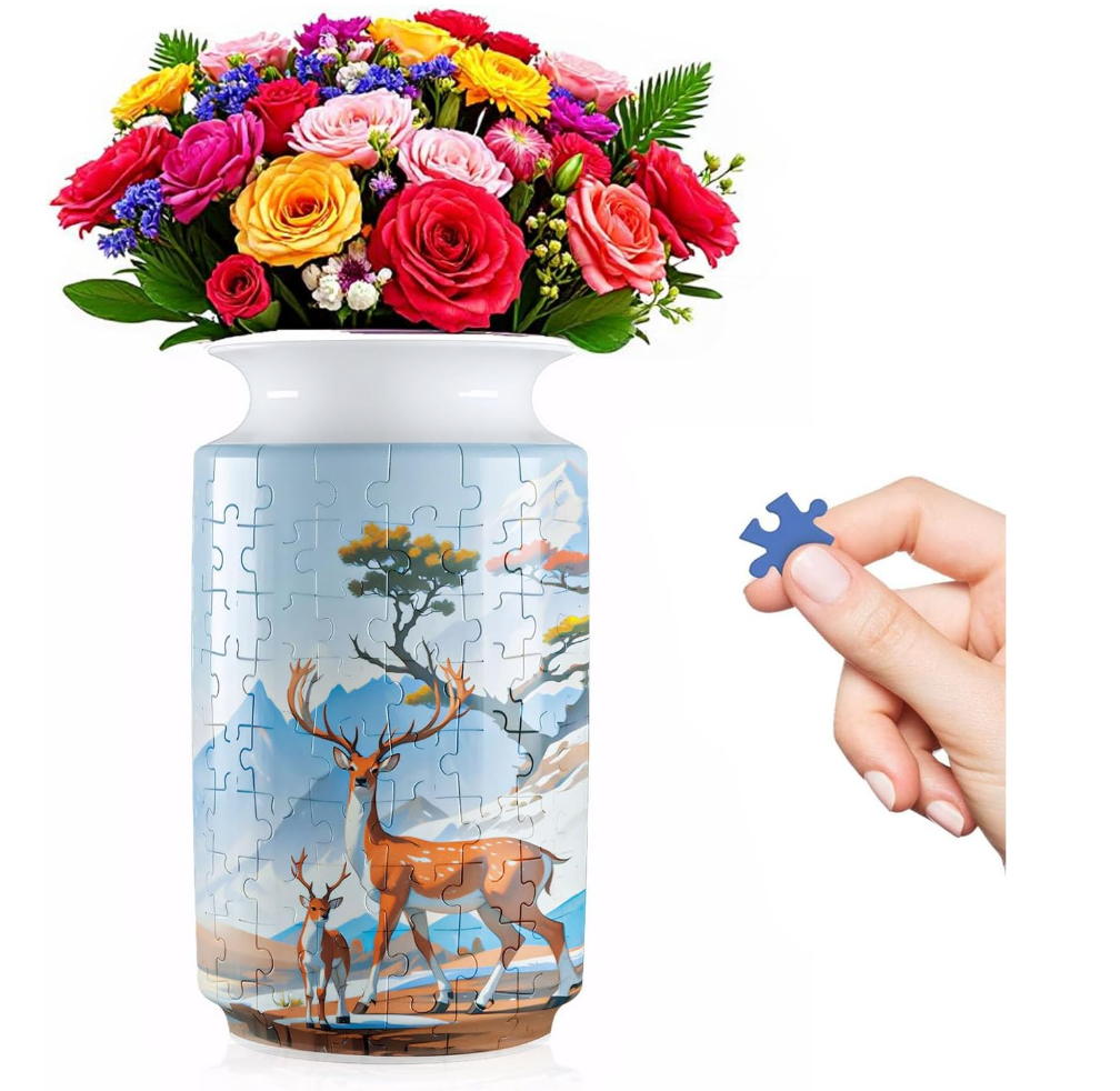 3D Puzzle Vase, 162 Curved Pieces DIY Flower Vase Craft Kit & 3D Puzzles for Adults, Creative Jigsaw Art Project Home Décor Centerpiece,House Warming Gift (D-Blue Pavilion)