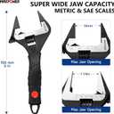 MAXPOWER 6-inch Slim Jaw Adjustable Wrench, Extra Thin Jaw Wide Opening Wrench, Dual Scale with Metric and SAE, Soft Grip Handle