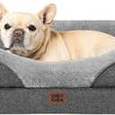 EHEYCIGA Orthopedic Dog Bed for Medium Dog, 30x20x6.5 Inch Memory Foam Dog Couch Bed with Sides, Waterproof Liner & Washable Removable Cover, Bolster Pet Sofa, Grey