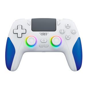 IWGAME Wireless Controller for PS-5/PC, Hall Effect Joysticks & Triggers, Gaming Controller with Programmable/Remap/Turbo/LED Light Functions, 3.5MM Headphone Jack, Dual Vibration,White