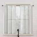 No. 918 Tayen 2-Pack Slub Windowpane Semi-Sheer Rod Pocket Kitchen Curtain Tier Pair, Silver, 54" W x 36" L (2 Panels)