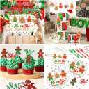 Christmas Gingerbread Gender Reveal Decorations Red Green Christmas Gender Reveal Paper Plates Napkin Tablecloth Balloons Boxes Tablecloth Backdrop Cake Topper for Xmas Baby Shower Party Decor