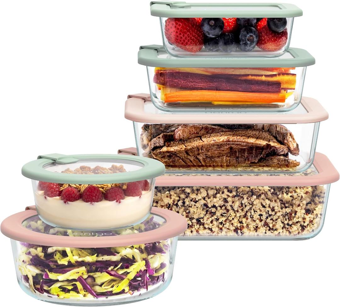 Bentgo Signature Glass Food Storage Containers with Lids, 12 Piece Set
