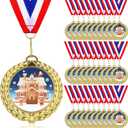30 Pcs Gingerbread House Medals 2.7 Inch Christmas Award Medals Bulk Metal Gingerbread Trophy Awards with Neck Ribbon for Christmas Contest Game Party Celebrations Competitions