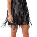 Nasty Gal Faux Leather Tassel Plunge Mini Dress (14, Black)
