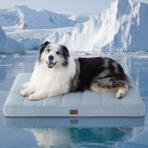 Bedsure Orthopedic Cooling Dog Bed for Crate - 41x29 Inches Extra Large Comfy Breathable Summer Beds with Removable Washable Cover, Cold Flat Egg Crate Foam Pet Mat, Suitable for Pet Up to 90 lbs