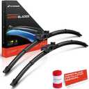 A-Premium 24" + 22" Windshield Wiper Blades with Wear Indicator & Towel