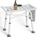 Shower Bench Shower Chair for Inside Shower - 23.5 Inch Shower Seat with Handles, Height Adjustable Waterproof Shower Stool for Adults Elderly, Disabled and Injured (White)
