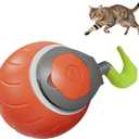 Interactive Automatic Cat Toy Ball with Bionic Tail USB Rechargeable, Quiet Self-Moving Pet Toy for Indoor Cats