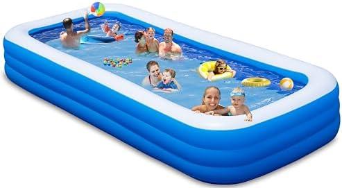 Extra Large Inflatable Pool with Pump, Lylting 158"x74"x22" Big Outdoor Blow Up Pool for Adults, Full Size Family Inflatable Swimming Pools for Backyard Home Garden Lawn Indoor Outdoor