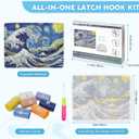 EsLuker.ly Latch Hook Rug Kit DIY Crochet Carpet for Beginners, Sea Wave Patterns Pre-Printed Canvas Yarn Rug Hooking Kits, Creative Craft Home Decor Ideal for Learning Rug Making