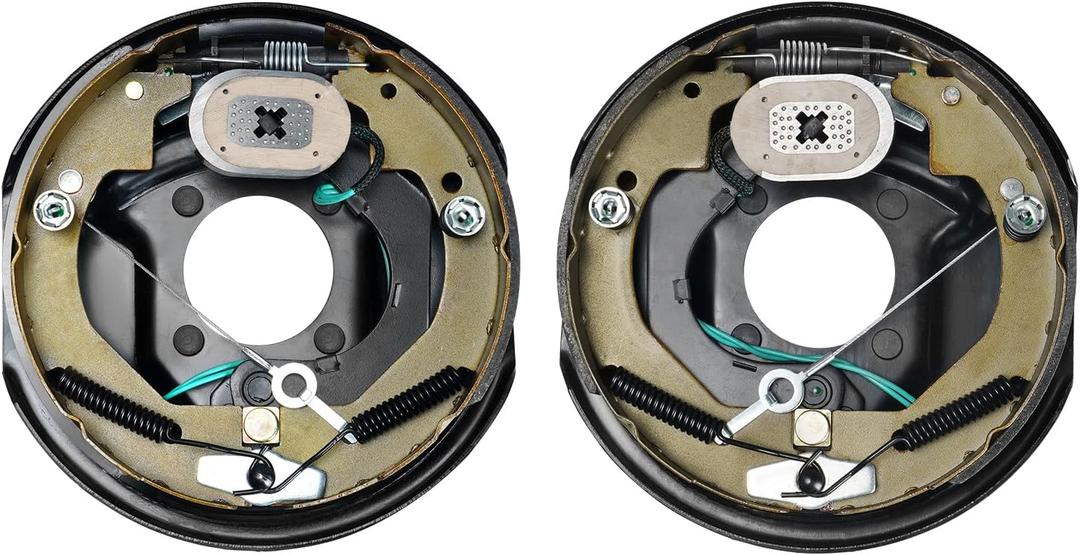 VEVOR Electric Trailer Brake Assembly, 10" x 2-1/4", 1 Pair Self-Adjusting Electric Brakes Kit for 3500 lbs Axle, 4-Hole Mounting, Backing Plates for Brake System Part Replacement (1 Right + 1 Left)