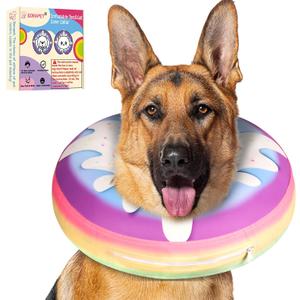 Inflatable Dog Cone Collar Alternative After Surgery, Donut Soft Neck Cone for Golden & German Shepherd Extra Large Dogs, etc, Protective Comfortable E Collar Recovery Cone Not Block Vision (Extra Large Sized(Neck:18.5-24.8in), Cake)