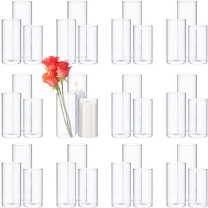 Didaey 36 Pcs Cylinder Vases Set for Centerpieces 3.4''Diameter 4/5/6/7/8/10 Inch Tall Clear Glass Vase Hurricane Floating Candle Holder for Table Decoration (6'',8'',10'' Tall)