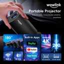 [Built-in Apps & 2026 Upgraded] Mini Projector with WiFi 6 and Bluetooth 5.4 Support 4K 1080P Auto Keystone 180° Rotatable Projector Portable Compatible with HDMI/TV Stick/Memory Stick/Laptop, Black