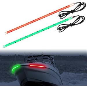 Obcursco Boat Navigation Lights, 12V COB LED Red and Green IP68 Waterproof Bow Lights for Kayak, Jon, Bass Boat, Fishing, Pontoon, and Marine, Pack of 4