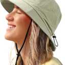 Water-Resistant Bucket Hat for Women Men Rain Hat UPF 50+ Boonie Sun Hat Foldable Summer Floppy Fishing Safari Hats (Green)