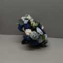 Ling's moment Navy Blue Bridal Bouquet for Bride, Blue Wedding Bouquets for Bride, 13 Inch Silk Round Artificial Wedding Flowers Bouquets